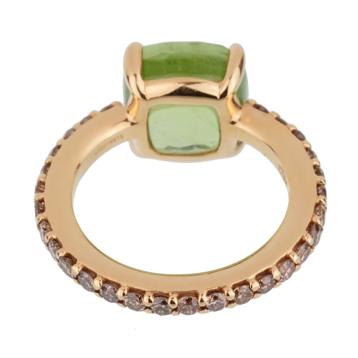 Pomellato 3.84 Carat Peridot Champagne Diamond Gold Ring
