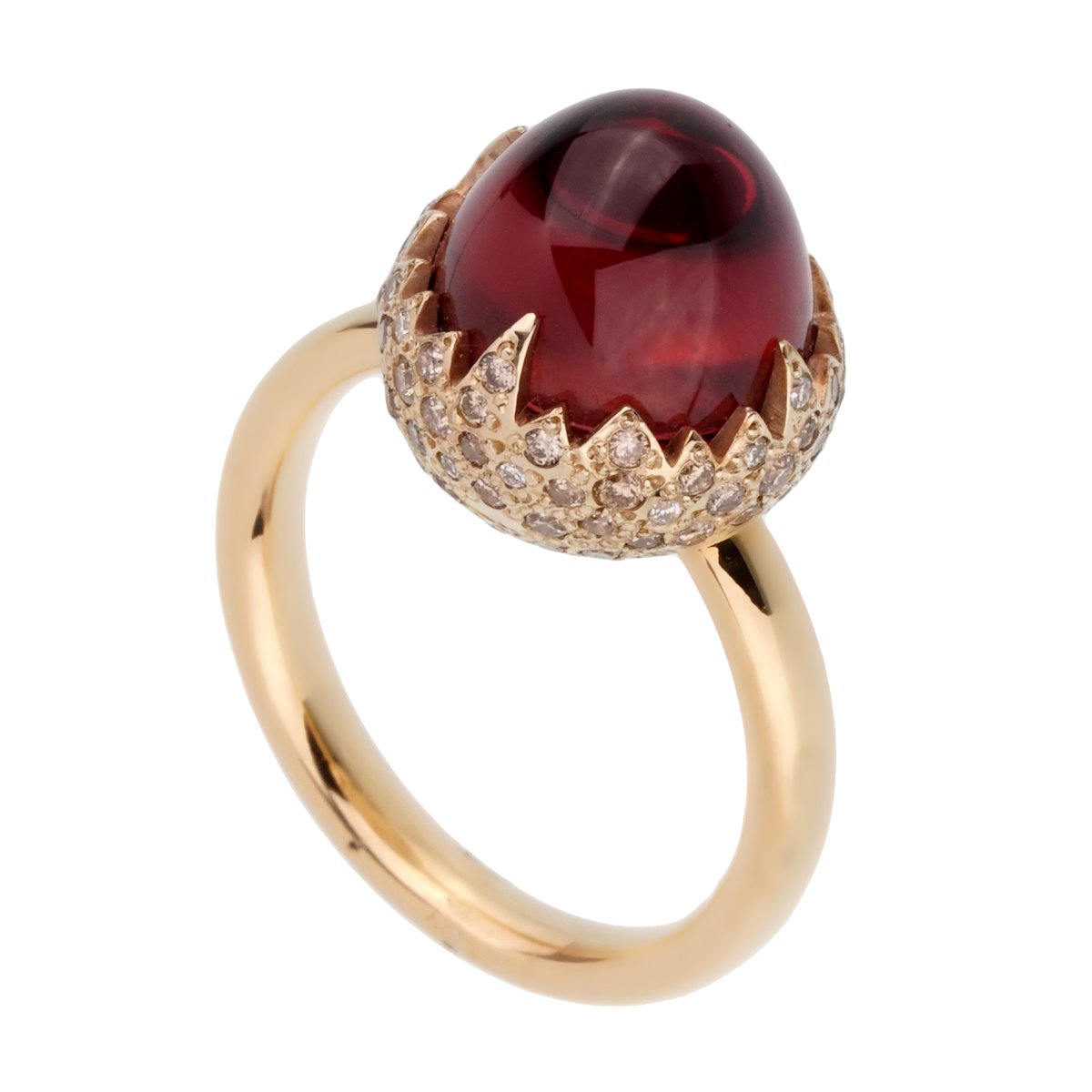 Pomellato 6 Carat Garnet Diamond Rose Gold Ring Sz 5 1/4