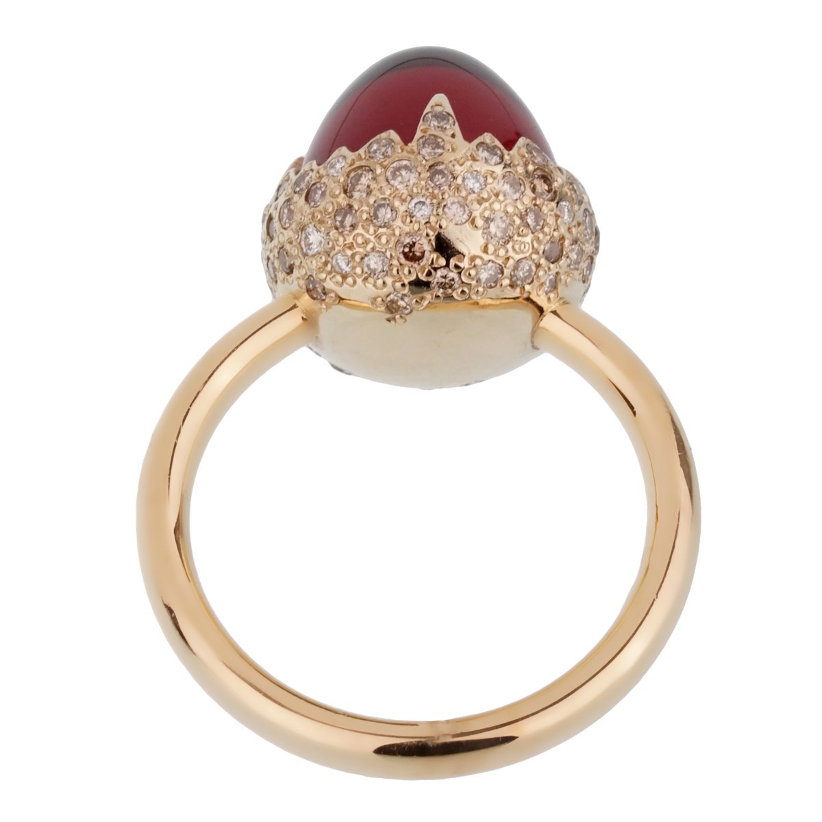 Pomellato 6 Carat Garnet Diamond Rose Gold Ring Sz 5 1/4