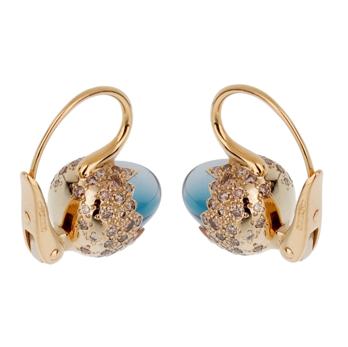 Pomellato 9 Carat Topaz Diamond Rose Gold Earrings