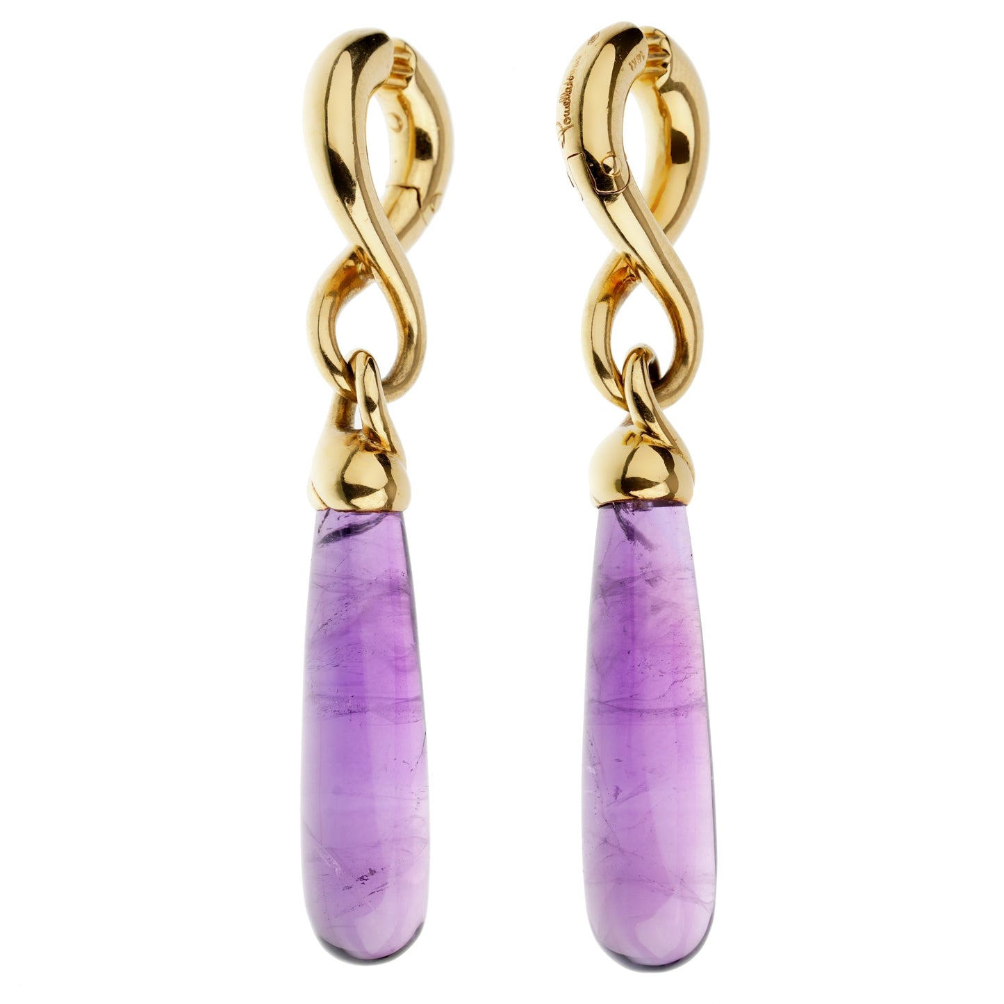 Pomellato Amethyst Yellow Gold Drop Earrings