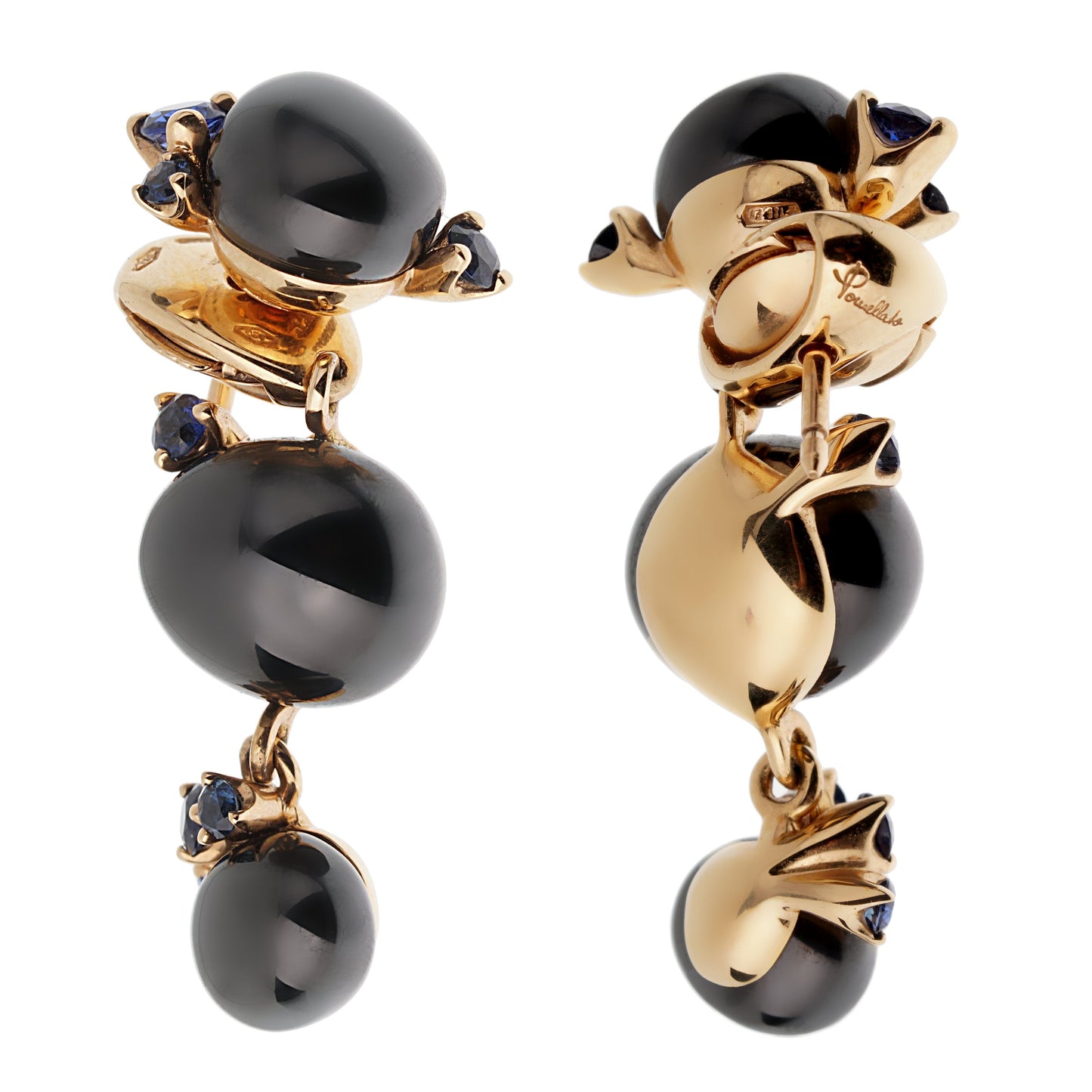 Pomellato Ceramic Sapphire 18k Rose Gold Drop Earrings