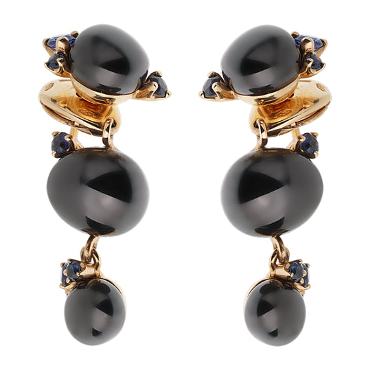 Pomellato Ceramic Sapphire 18k Rose Gold Drop Earrings