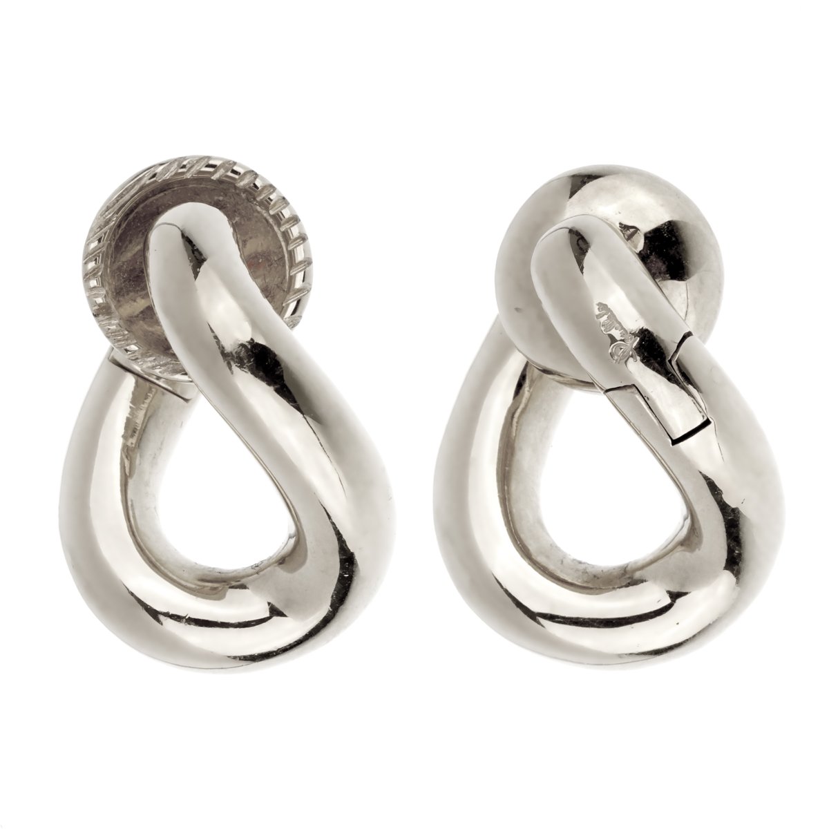 Pomellato Chain Link White Gold Hoop Earrings