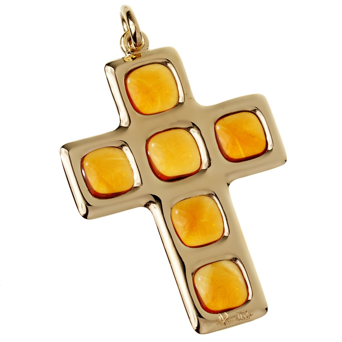 Pomellato Citrine 27ct Cross 18k Yellow Gold Pendant Necklace