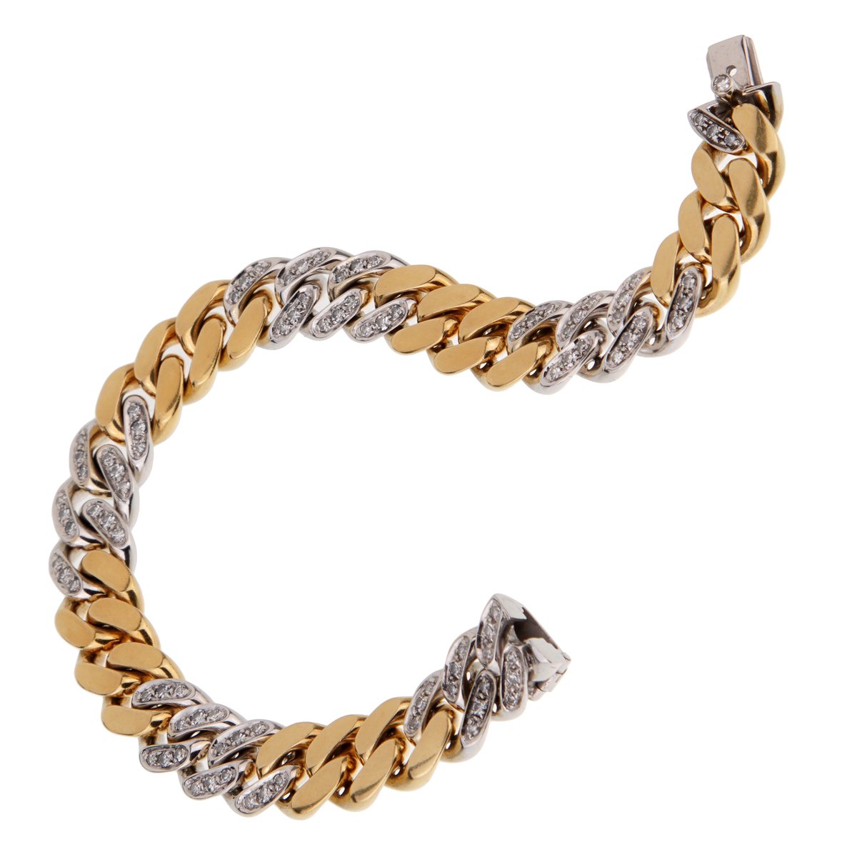 Pomellato Curb Diamond Yellow Gold Bracelet