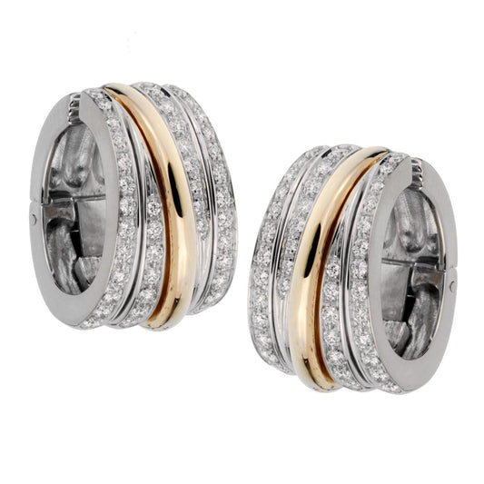 Pomellato Diamond Hoop 18k Rose & White Gold Earrings