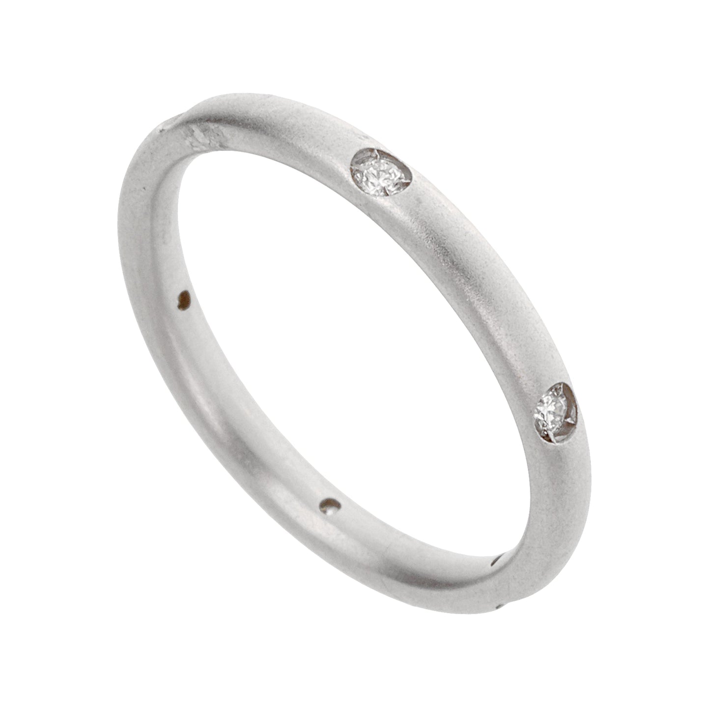 Pomellato 18k White Gold Diamond Matte Finish Band Ring