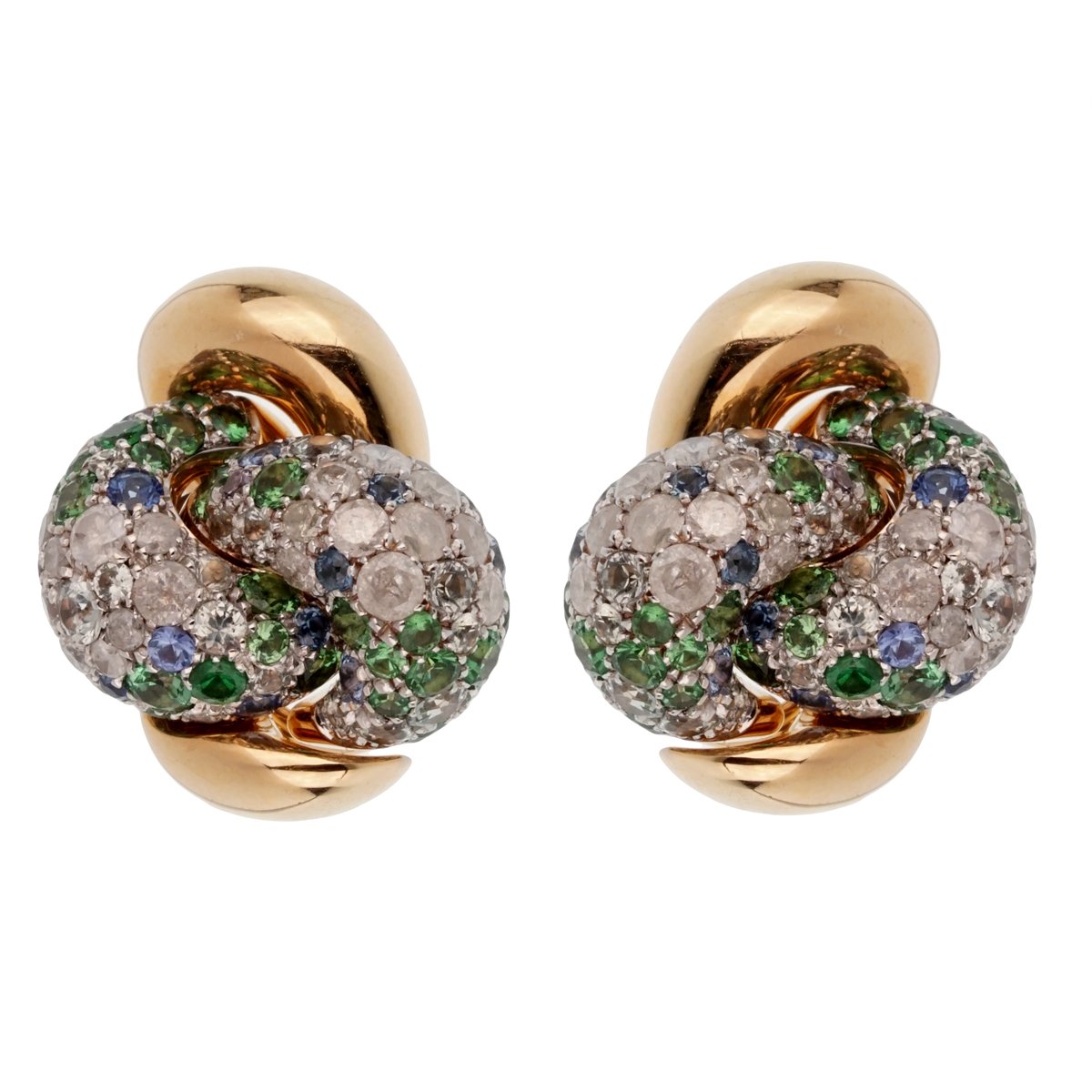 Pomellato Multi Color Sapphire Diamond Rose Gold Earrings