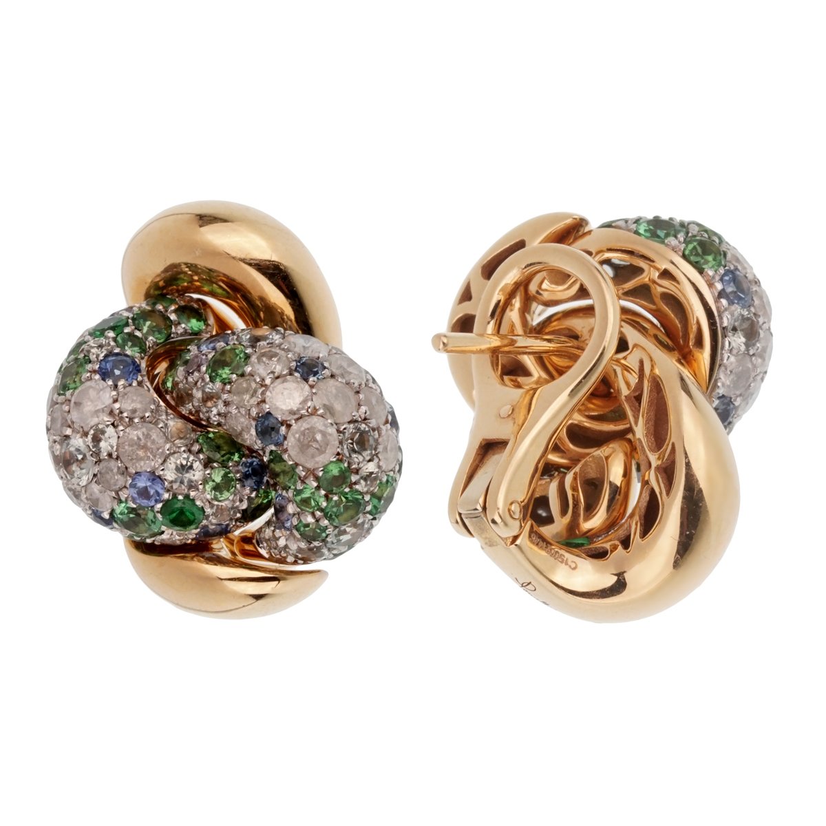 Pomellato Multi Color Sapphire Diamond Rose Gold Earrings