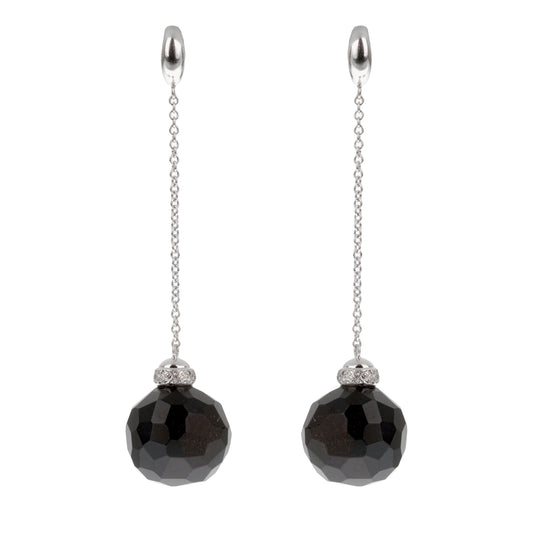 Pomellato Victoria Onyx Diamond 18k White Gold Diamond Disco Ball Earrings