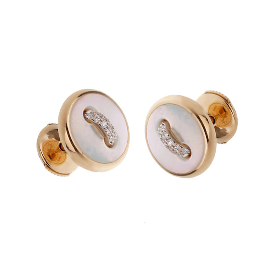 Pomellato Pom Pom 18k Rose Gold Mother of Pearl Diamond Stud Earrings