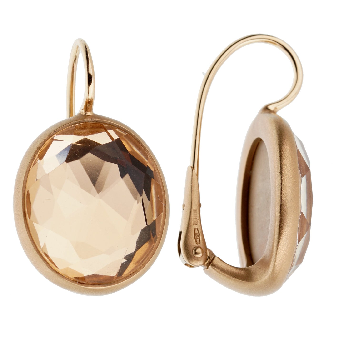 Pomellato Quartz Satin Finish Rose Gold Drop Earrings