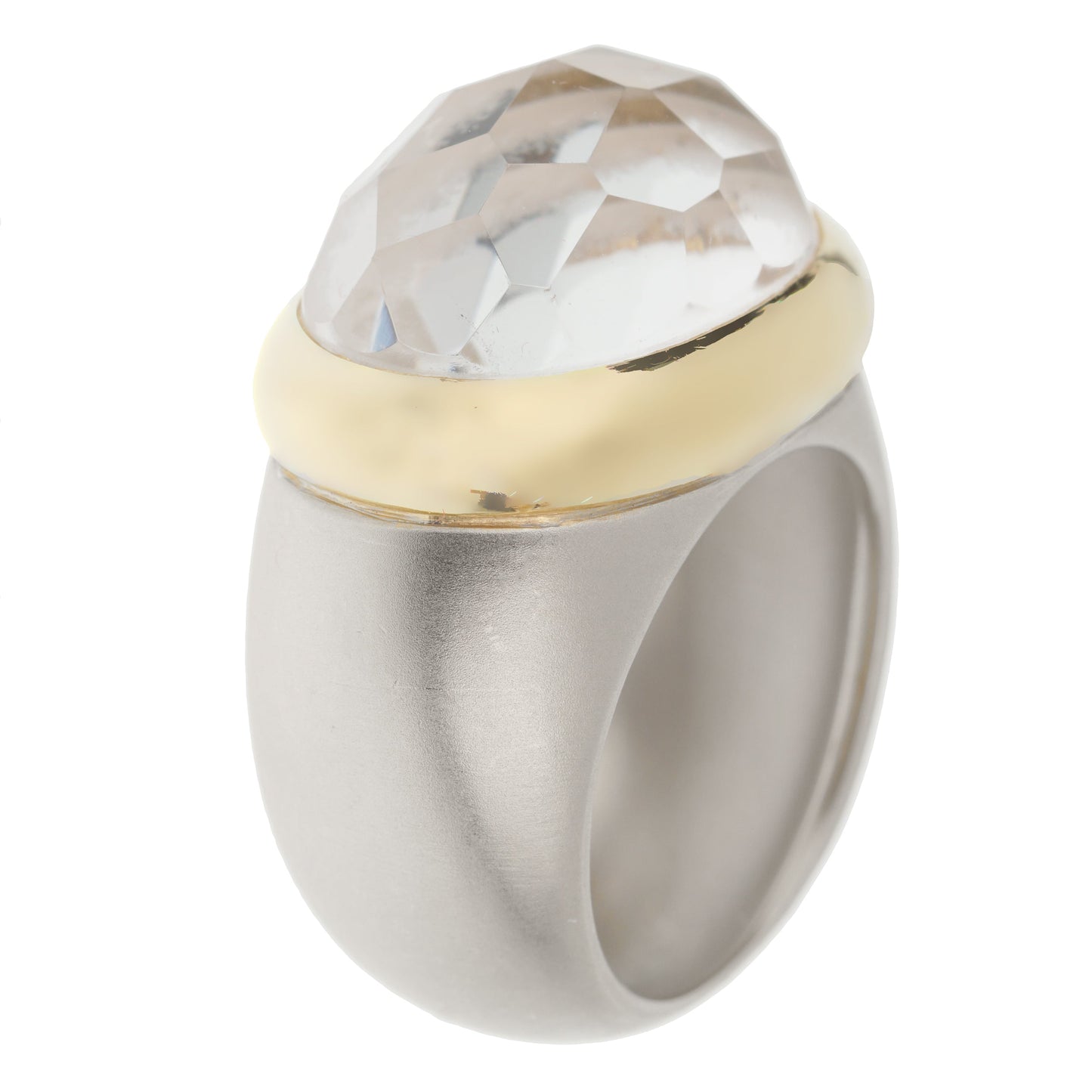 Pomellato Rock Crystal White Yellow Gold Cocktail Ring