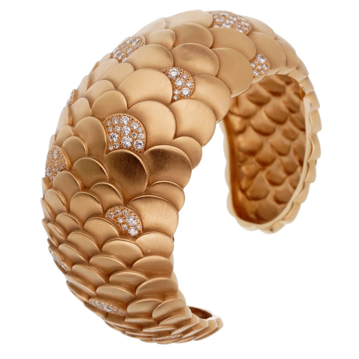 Pomellato Rose Gold Diamond Cuff Bangle Bracelet