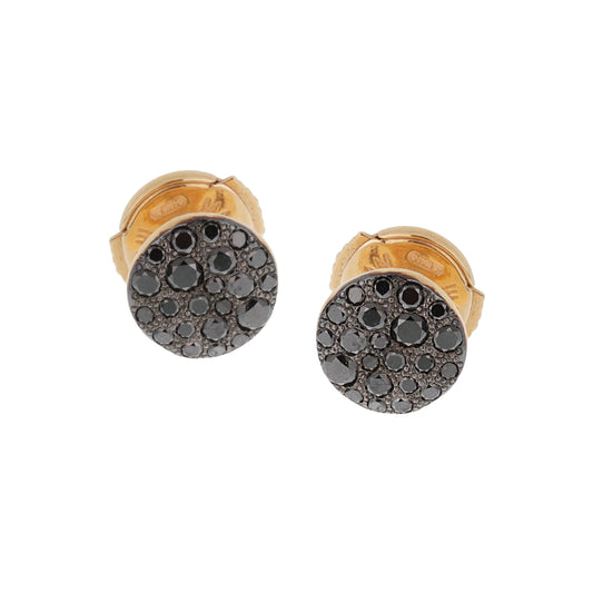 Pomellato Sabbia Pave Black Diamond Stud 18k Rose Gold Earrings