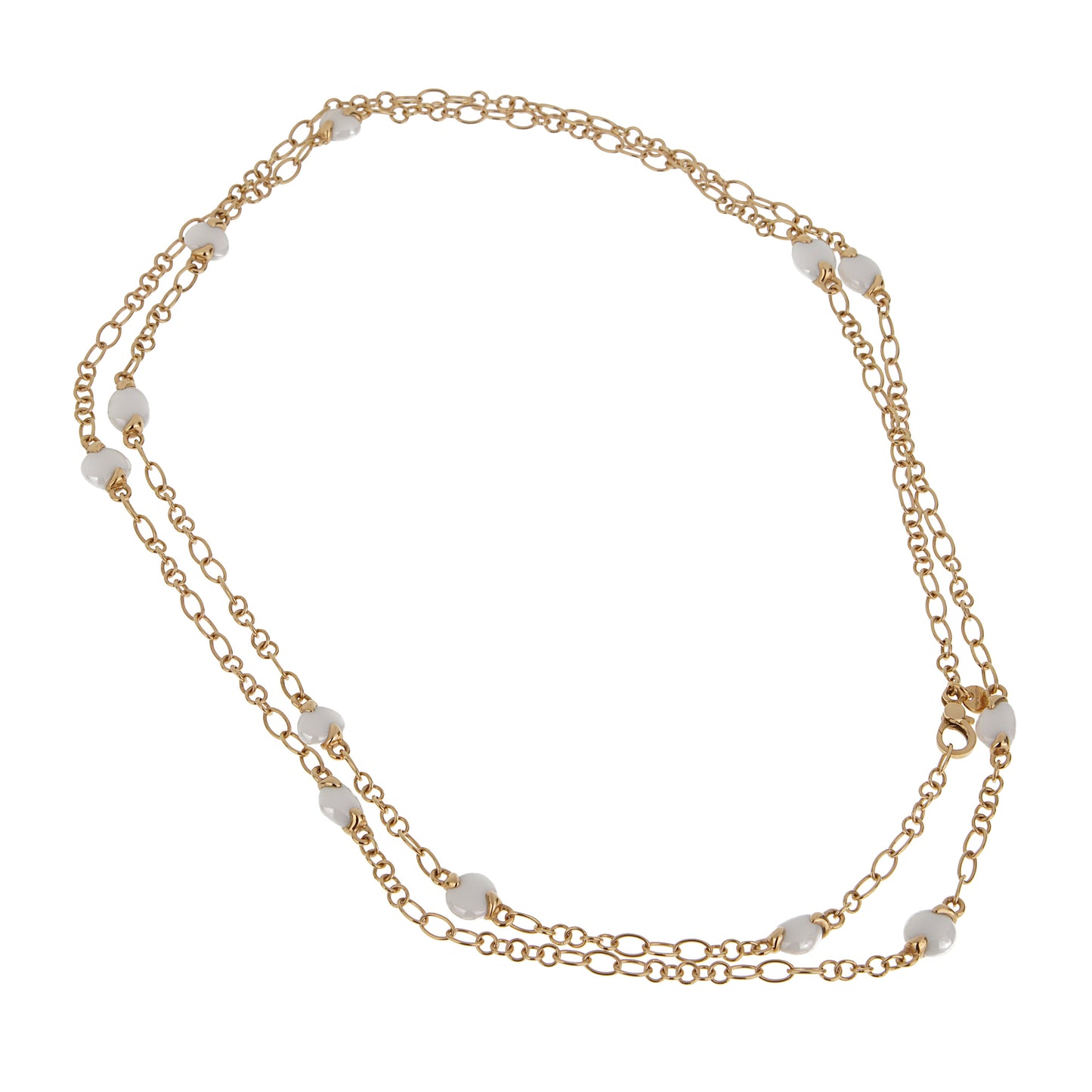 Pomellato White Agate Sautoir 18k Rose Gold Chain Necklace