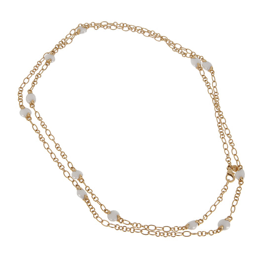 Pomellato White Agate Sautoir 18k Rose Gold Chain Necklace