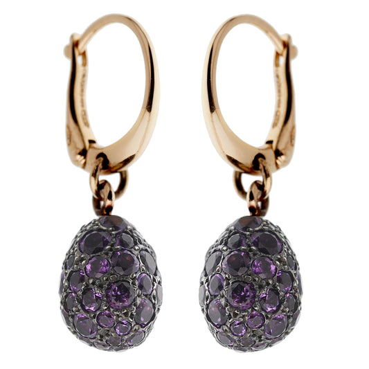 Pomellato Tabou 18k  Rose Gold Amethyst Drop Earrings