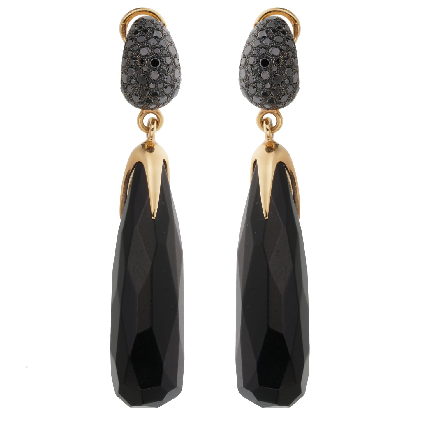 Pomellato Victoria Black Diamond & Jet 18k Rose Gold Drop Earrings