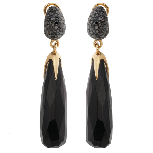 Pomellato Victoria Black Diamond & Jet 18k Rose Gold Drop Earrings