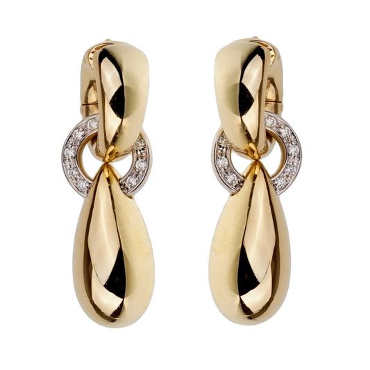 Pomellato Vintage Diamond Yellow Gold Drop Earrings