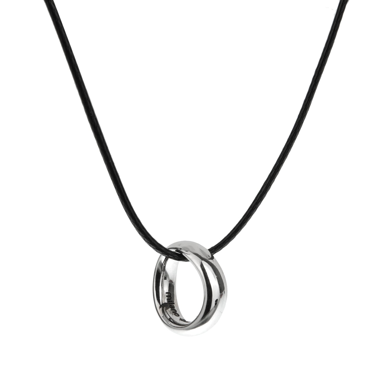 Pomellato Wave 18k White Gold Pendant Leather Necklace