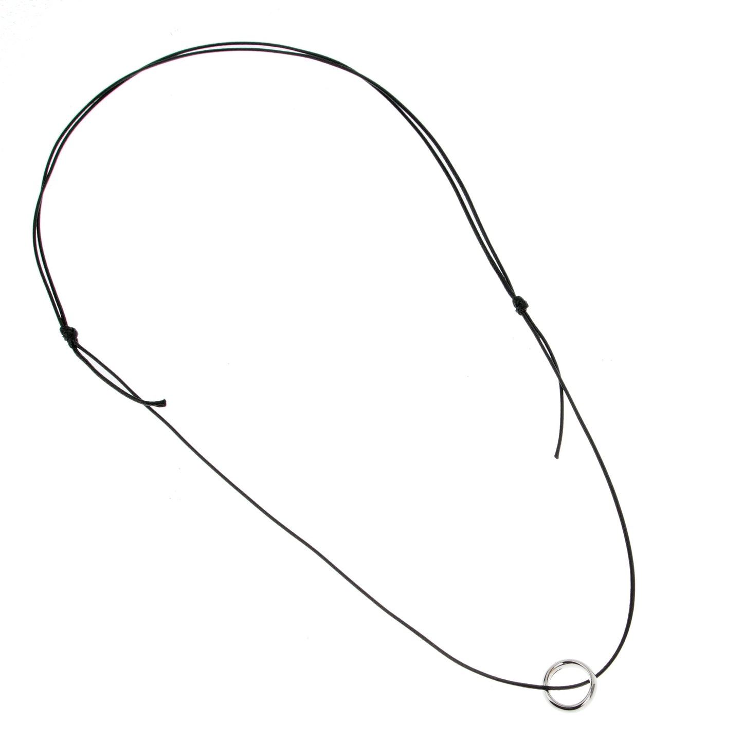Pomellato Wave 18k White Gold Pendant Leather Necklace
