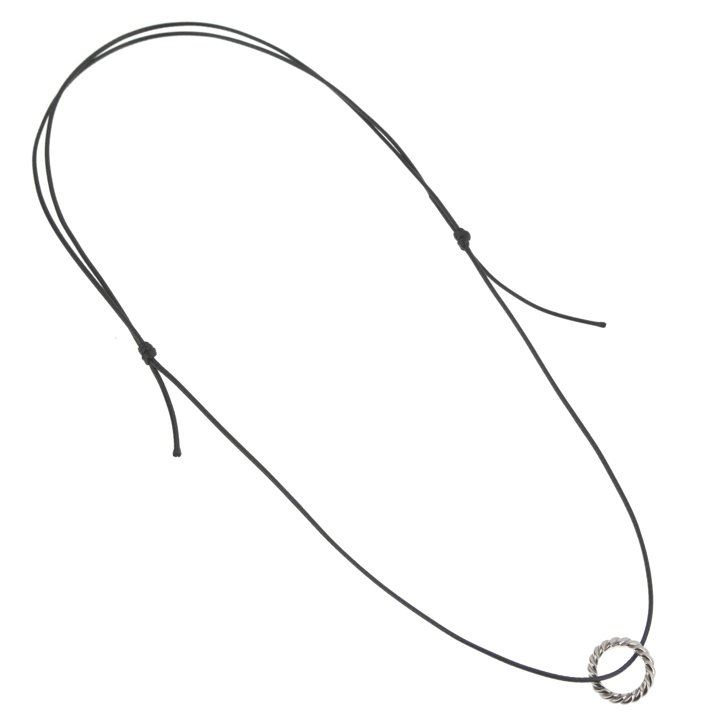 Pomellato 18k White Gold Braided Ring Pendant Necklace