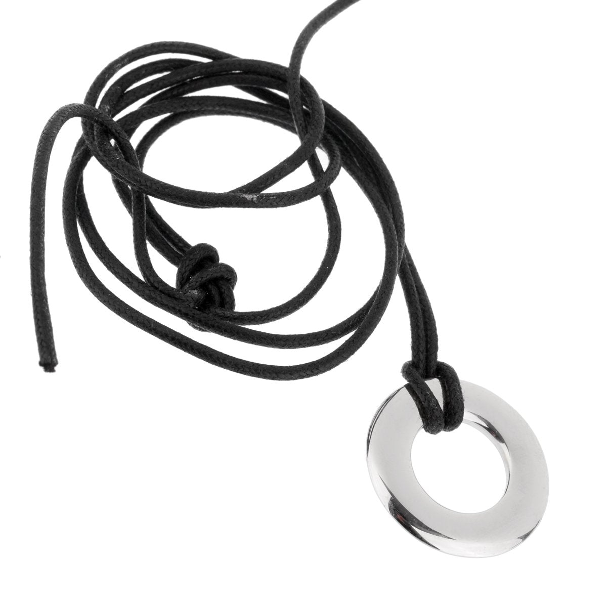 Pomellato 18k White Gold Pendant Leather Necklace