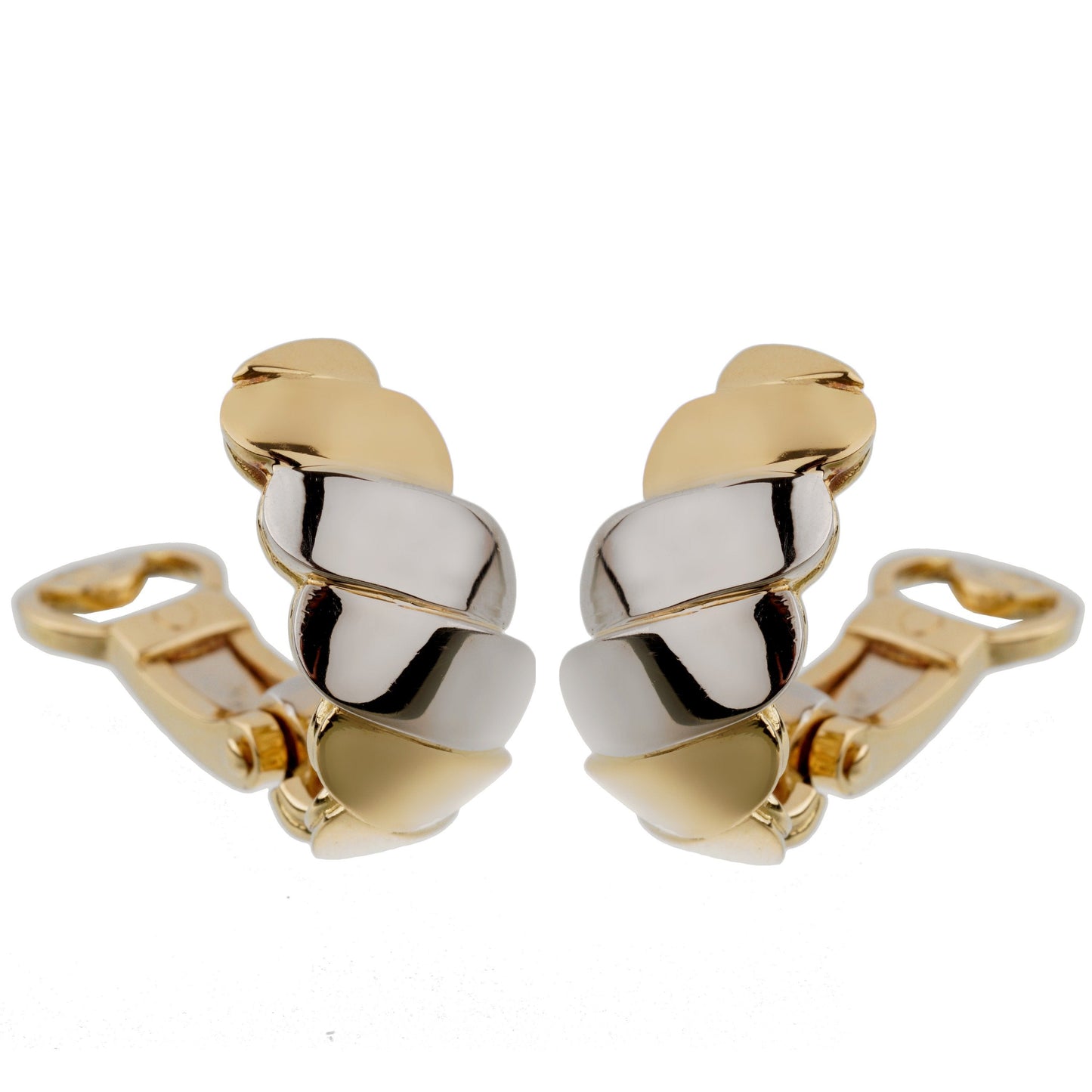 Pomellato 18k White Yellow Wave Gold Clip On Earrings