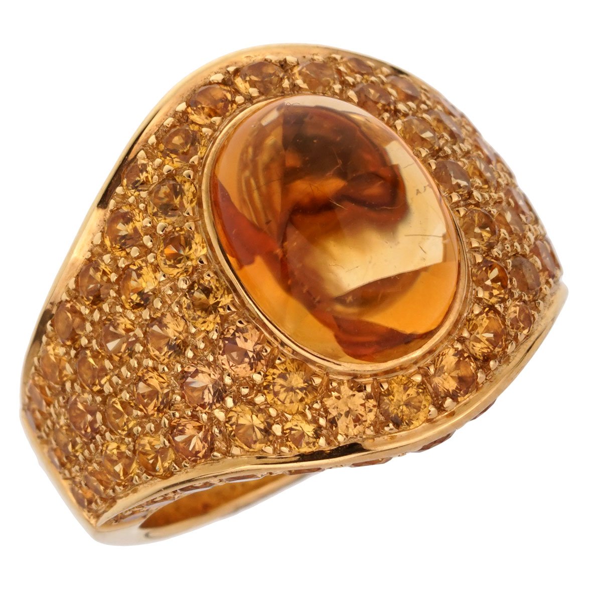Roberto Coin 10.9ct Citrine Pave Cocktail Gold Ring Sz 7