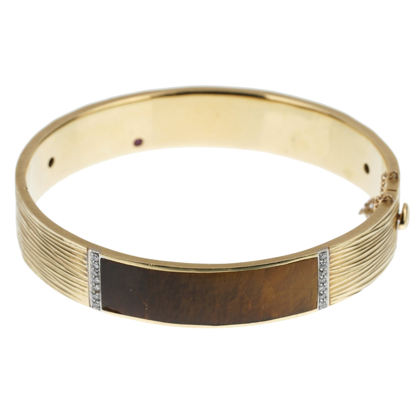Roberto Coin Tiger Eye Vintage Diamond 18k Yellow Gold Bangle Bracelet