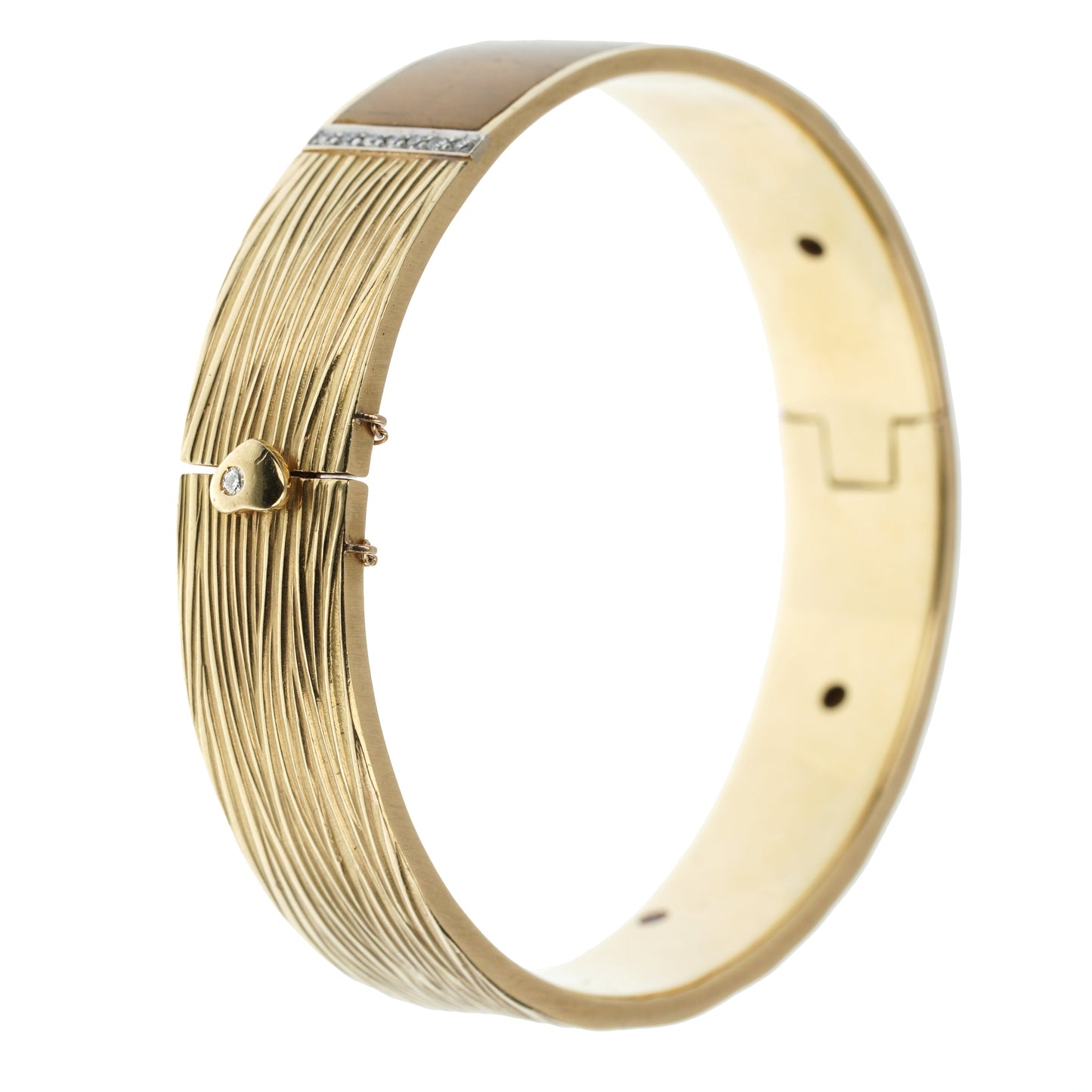 Roberto Coin Tiger Eye Vintage Diamond 18k Yellow Gold Bangle Bracelet