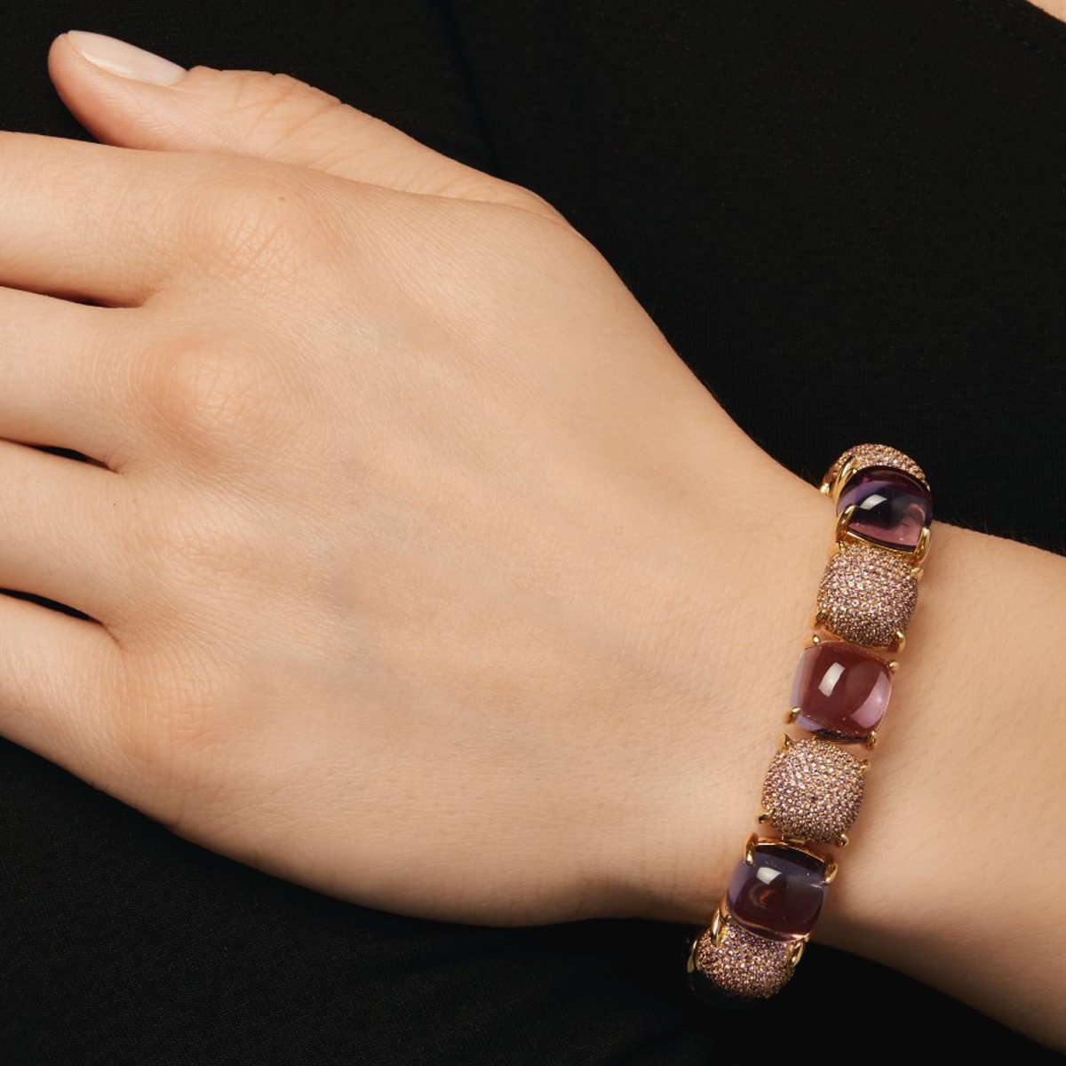 Tiffany & Co Amethyst Sugar Stacks 18k Yellow Gold Bracelet