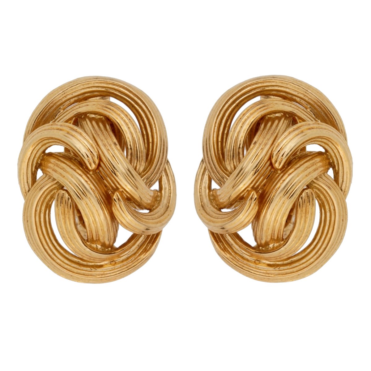 Tiffany & Co Braided 18k Yellow Gold Clip On Earrings