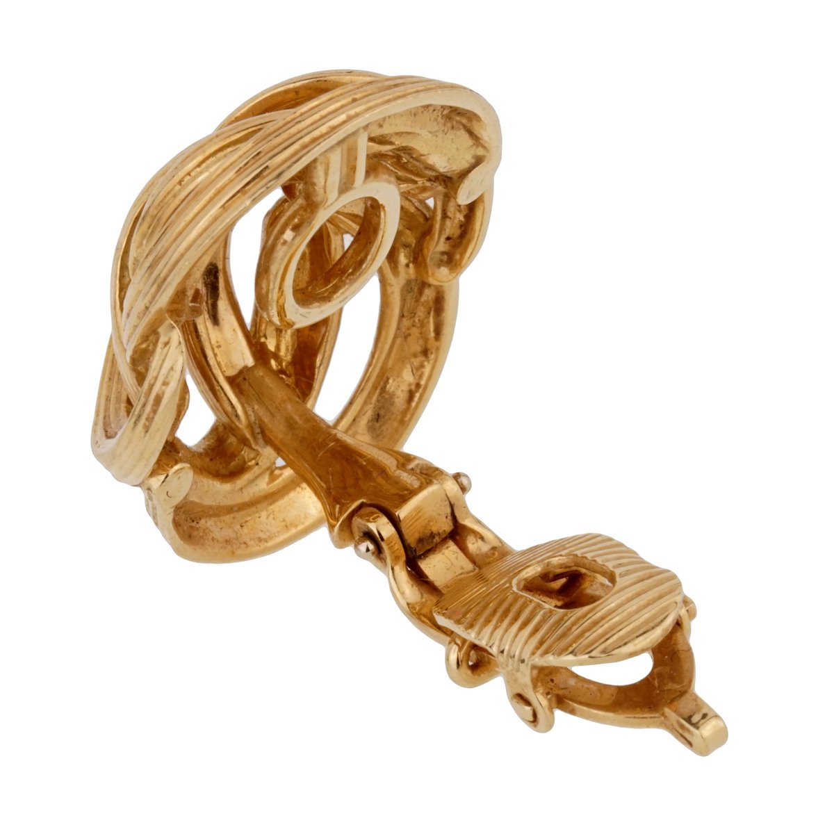 Tiffany & Co Braided 18k Yellow Gold Clip On Earrings