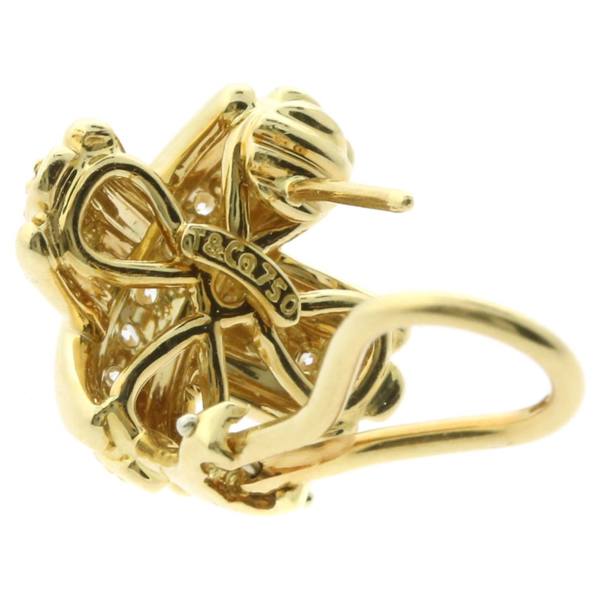 Tiffany & Co Crisscross Diamond Gold Earrings