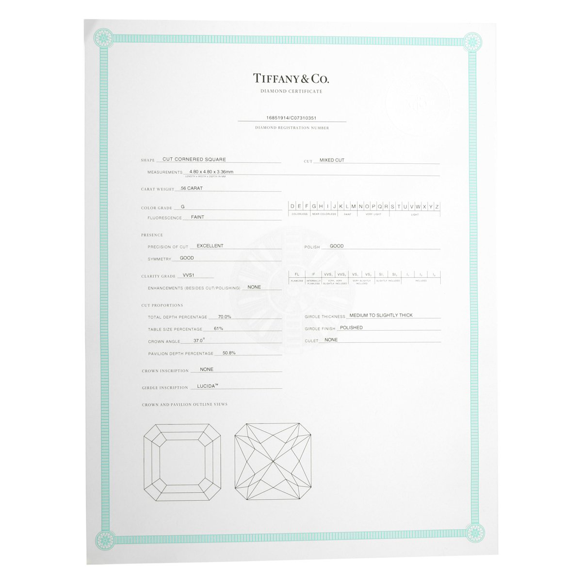 Tiffany & Co Diamond Lucida Platinum Studs