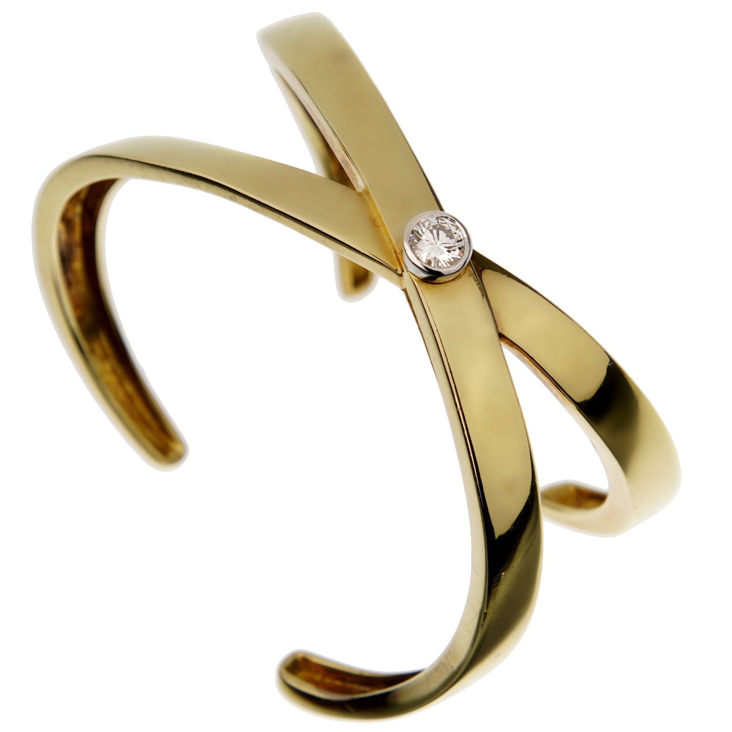 Tiffany & Co Graffiti Diamond 18k Yellow Gold Bangle Cuff Bracelet