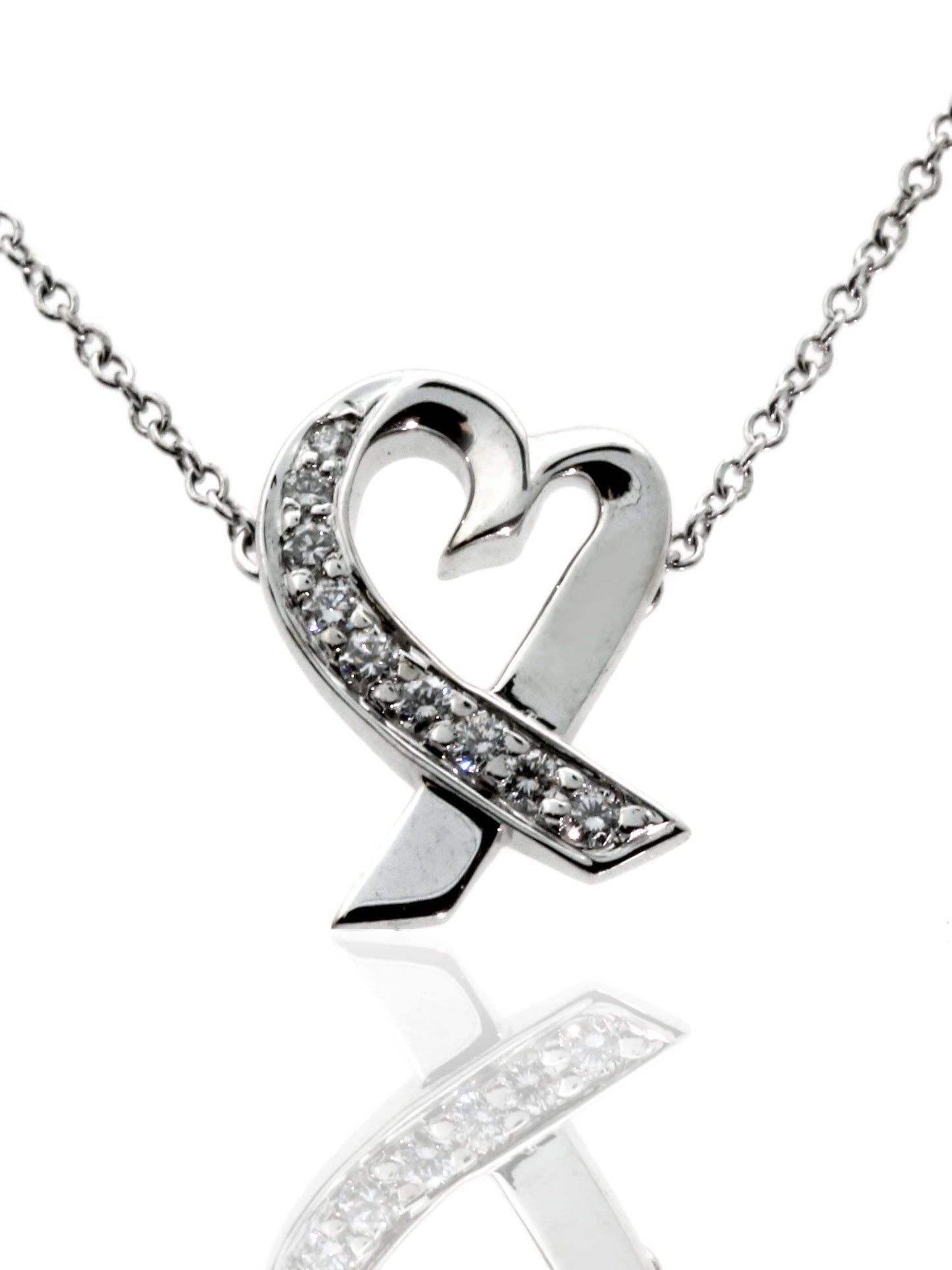 Tiffany & Co Loving Heart Diamond Necklace 18k White Gold by Paloma Picasso
