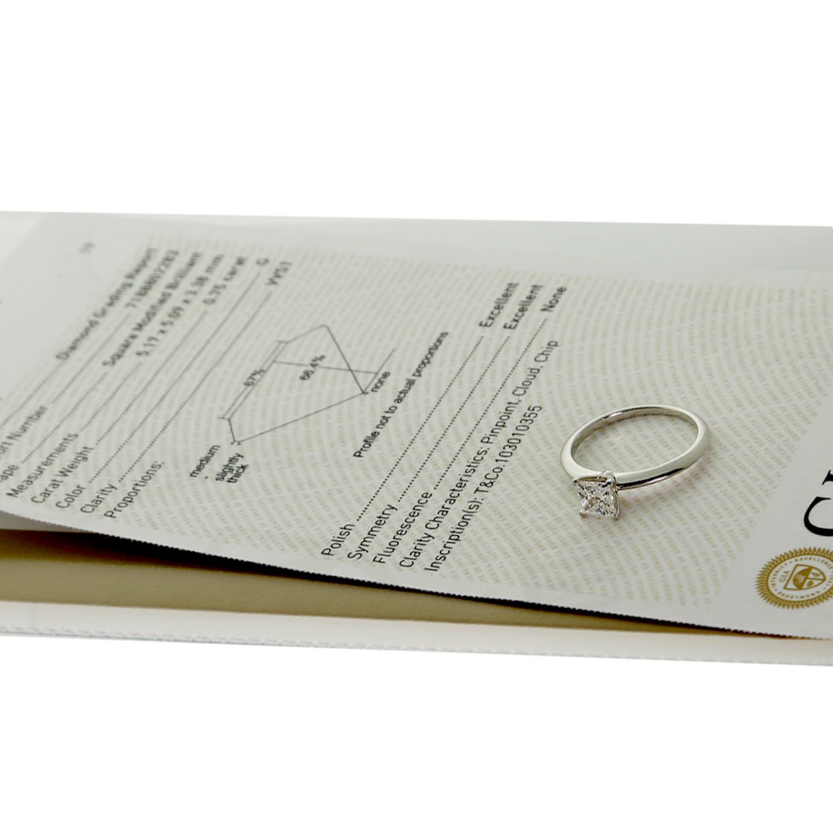 Tiffany & Co Princess Cut Platinum Diamond Engagement Ring