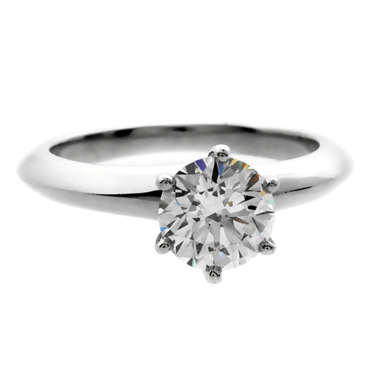 Tiffany & Co Solitaire Diamond .96ct Platinum Engagement Ring