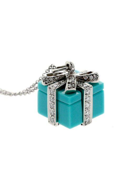 Tiffany & Co Turquoise Diamond Platinum Necklace