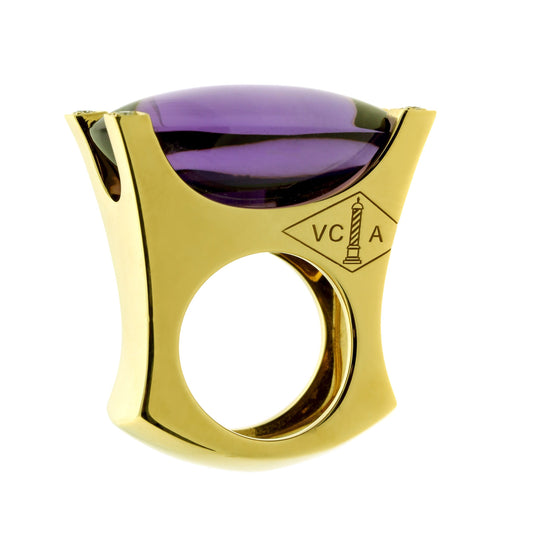Van Cleef & Arpels Amethyst Diamond 18k Yellow Gold Ring