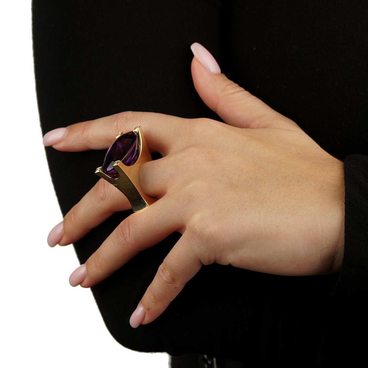 Van Cleef & Arpels Amethyst Diamond 18k Yellow Gold Ring