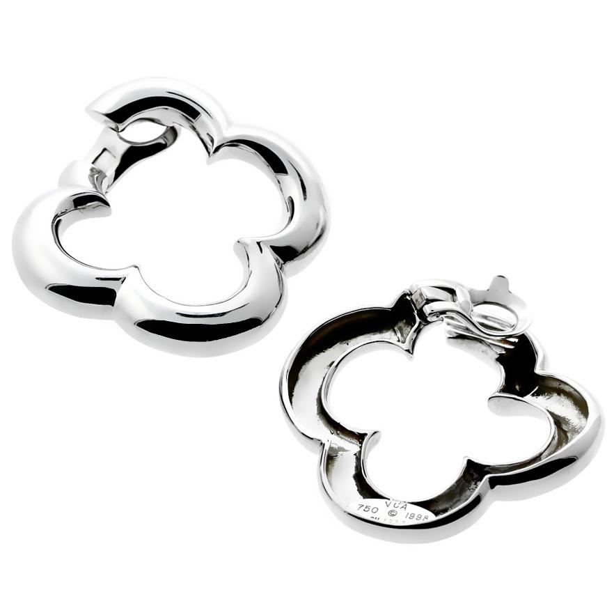 Van Cleef & Arpels Vintage Alhambra 18k White Gold Earrings