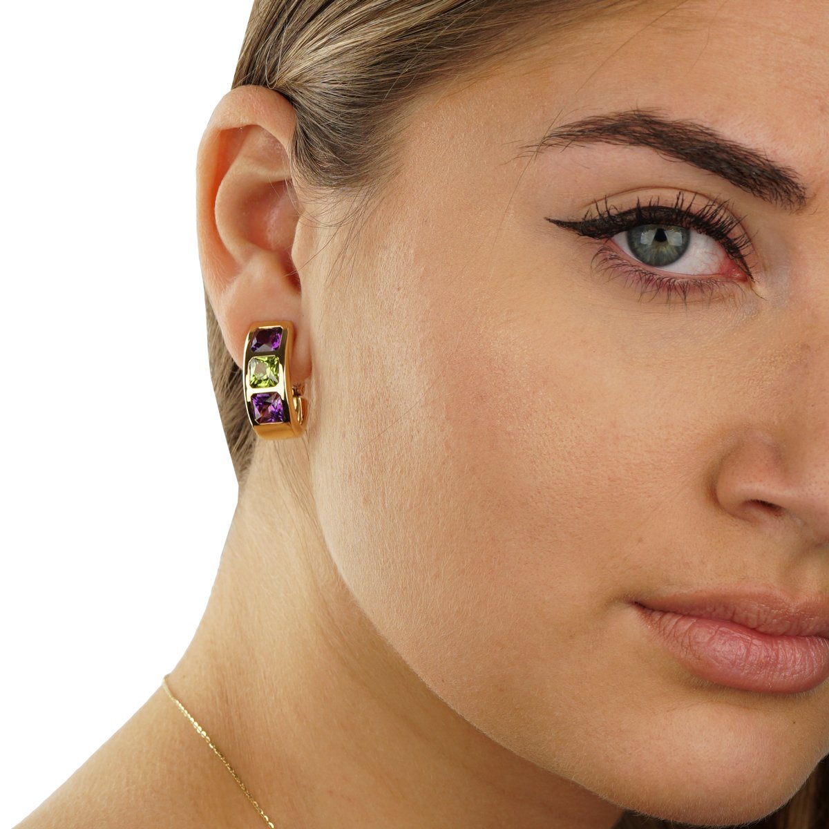 Van Cleef & Arpels Amethyst Peridot 18k Yellow Gold Earrings