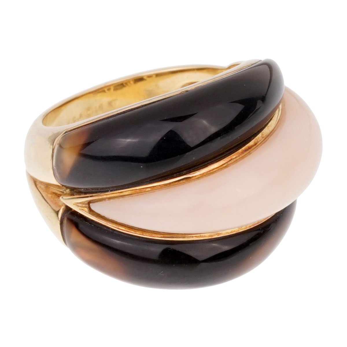 Van Cleef Arpels Angel Skin Coral Bombe 18k Yellow Gold Ring Sz 5