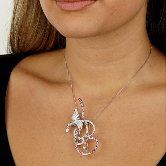 Van Cleef Arpels Birds of Paradise 18k Diamond Brooch Pendant